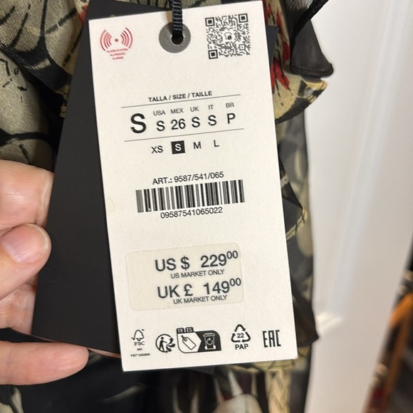 NWT KATE MOSS FOR ZARA black silk floral long dress size small & medium - Picture 7 of 14